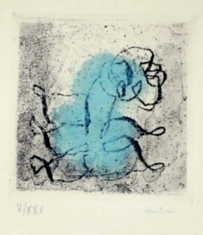 Ets En Aquatint Fautrier - Petit paysage vert et violet