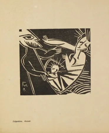 Houtsnede Felixmuller  - Die schöne Rarität