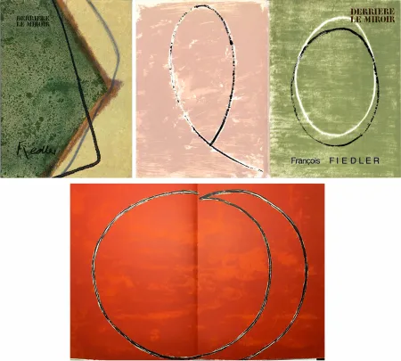 Geïllustreerd Boek Fiedler - DERRIÈRE LE MIROIR: COLLECTION COMPLÈTE des 4 volumes de la revue  consacrés François Fiedler: 26 LITHOGRAPHIES ORIGINALES (de 1959 à 1974).