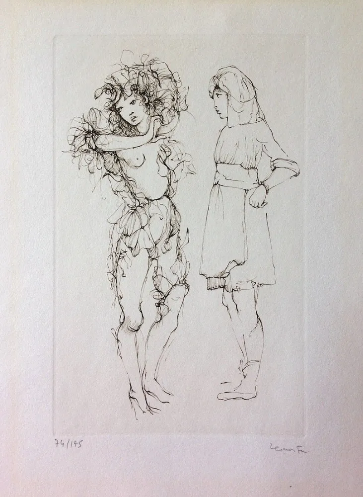 Ets Fini - Deux personnages. Eau-forte. Signé.