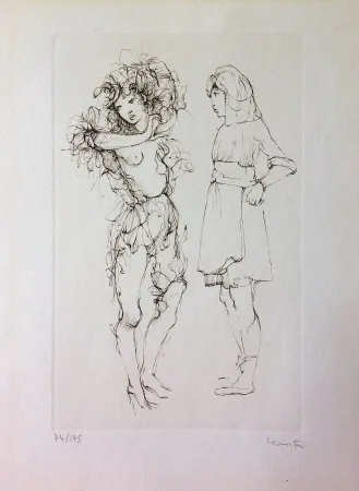 Ets Fini - Deux personnages. Eau-forte. Signé.