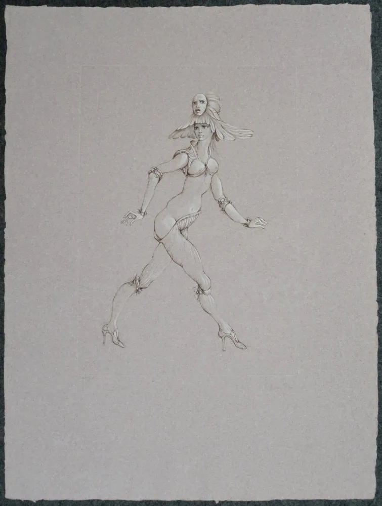 Gravure Fini - Femme au masque