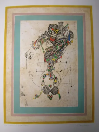 Ets En Aquatint Finsterer - Traum der alten Dame