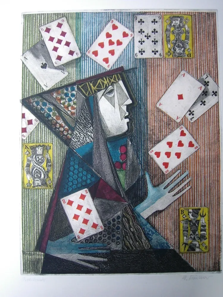Ets En Aquatint Finsterer - Zauberer / Magician 