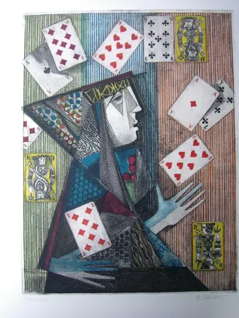 Ets En Aquatint Finsterer - Zauberer / Magician 