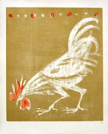 Lithografie Fischer - Hahn / Rooster