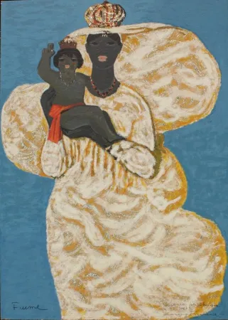 Zeefdruk Fiume - MADONNA NERA CON BAMBINO