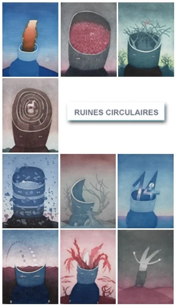 Ets En Aquatint Folon - Les Ruines Circulaires - The Circular Ruins (complet suite)