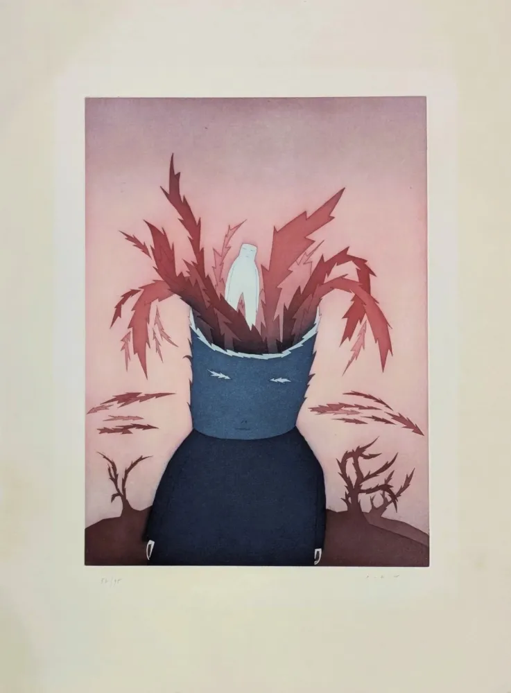 Ets En Aquatint Folon - Les Ruines circulaires VII 