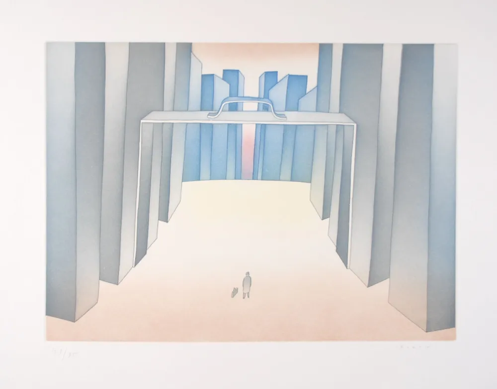 Ets En Aquatint Folon - Lointains un Homme (suite Lointains)