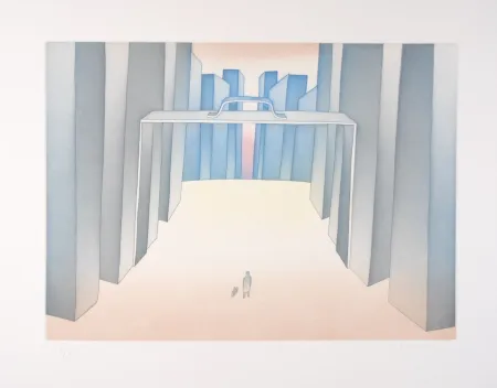 Ets En Aquatint Folon - Lointains un Homme (suite Lointains)