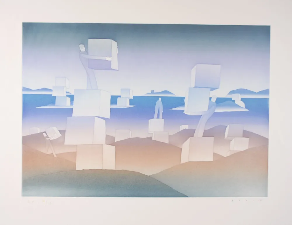 Ets En Aquatint Folon - Man at work