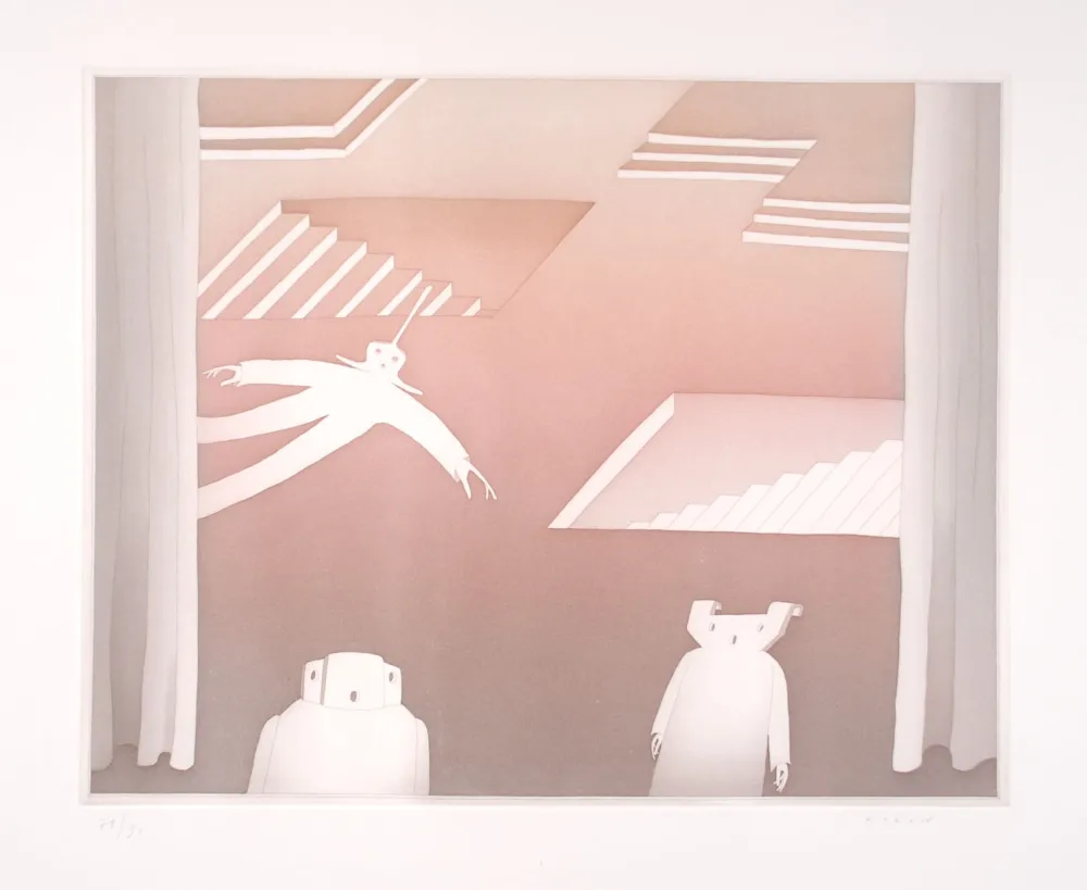 Ets En Aquatint Folon - PIAZZA