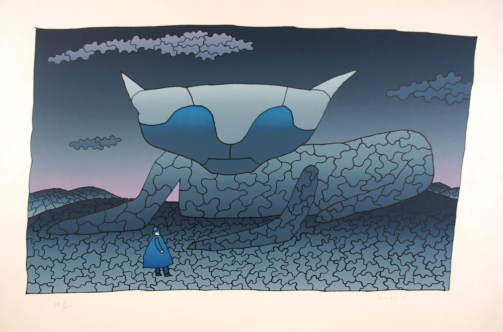 Zeefdruk Folon - Souvenir d'Alice