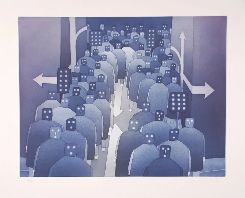 Ets En Aquatint Folon - The Crowd I - La Foule I