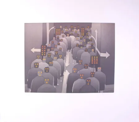 Ets En Aquatint Folon - The Crowd II - La Foule II