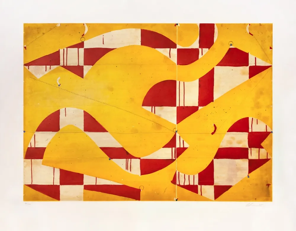 Aquatint Fonseca - Seven String Etching with Yellow & Red