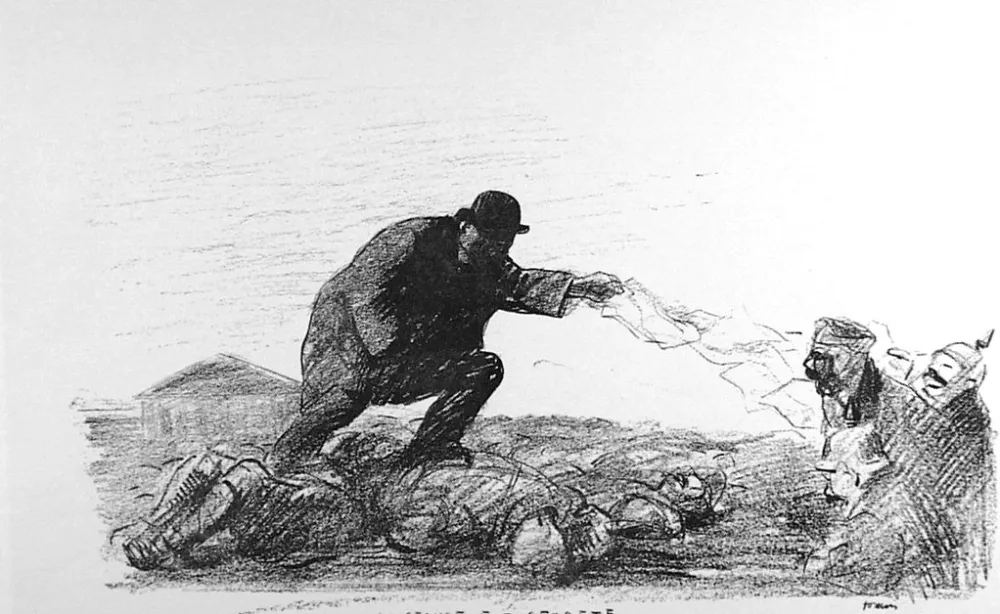 Lithografie Forain - La séance fut secrete