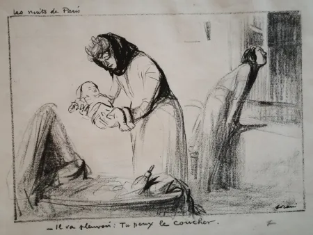 Lithografie Forain - Les Nuits de Paris: il va pleuvoir