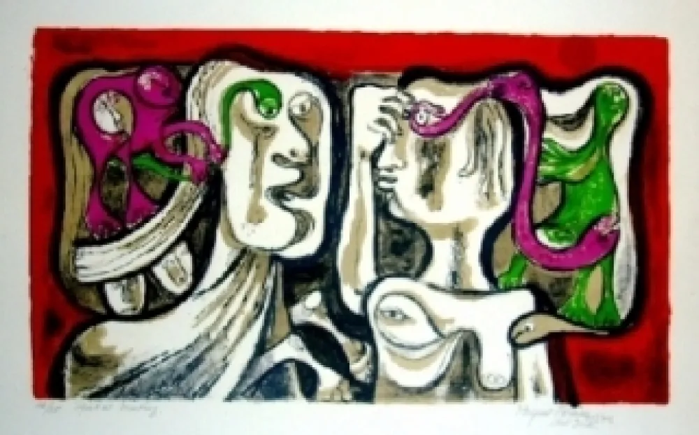 Lithografie Forner - Spatial meeting