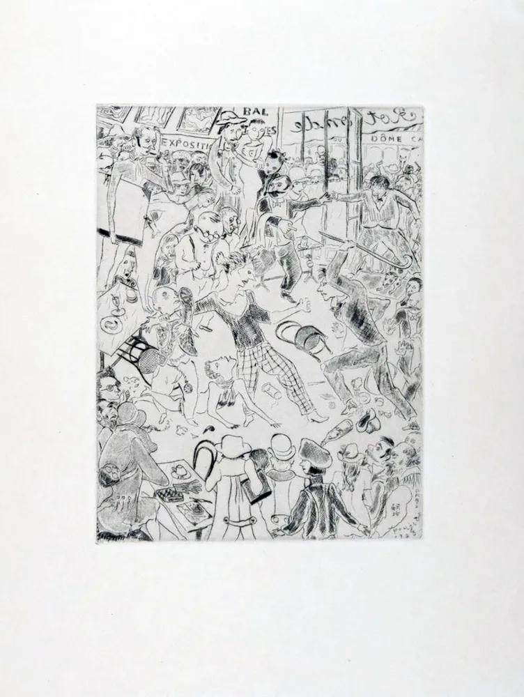 Ets Foujita - À LA ROTONDE. Tableaux de Paris 1927. Gravure originale.