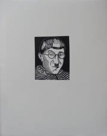Gravure Foujita - Autoportrait