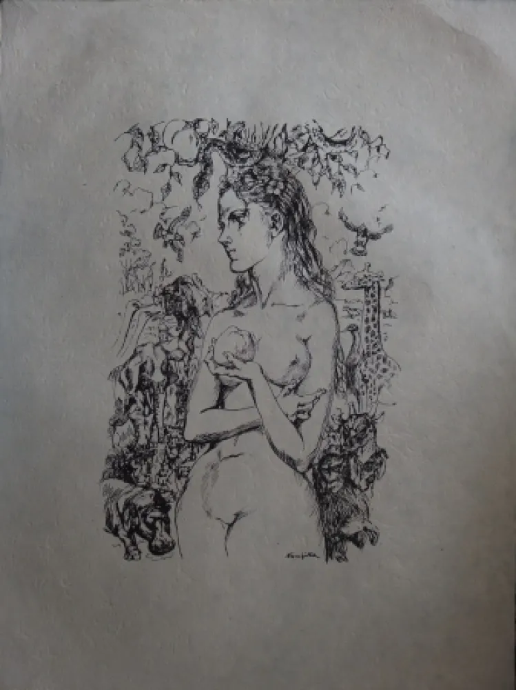 Lithografie Foujita - Eve au Jardin d'Eden