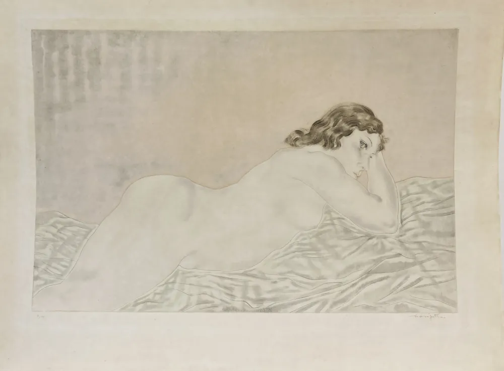 Ets En Aquatint Foujita - Femme brune allongée. 1930