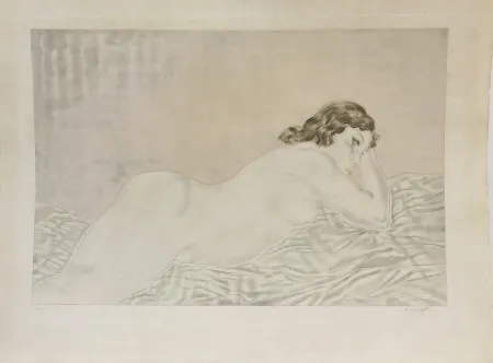 Ets En Aquatint Foujita - Femme brune allongée. 1930