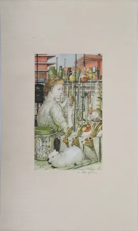Heliogravure Foujita - La laborantine