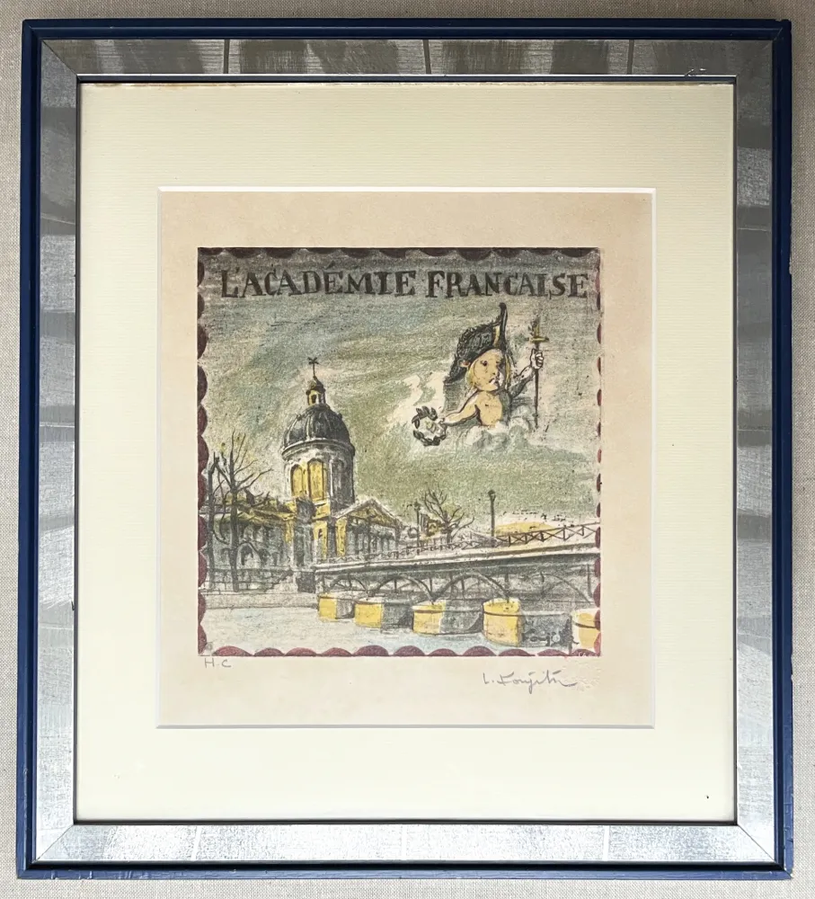 Lithografie Foujita - L'ACADÉMIE FRANÇAISE. Lithographie justifiée et signée par Foujita (1963)