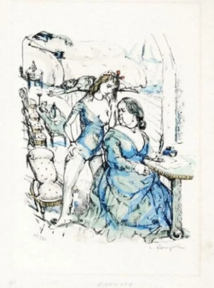Lithografie Foujita - Le mesangre (deux femmes)