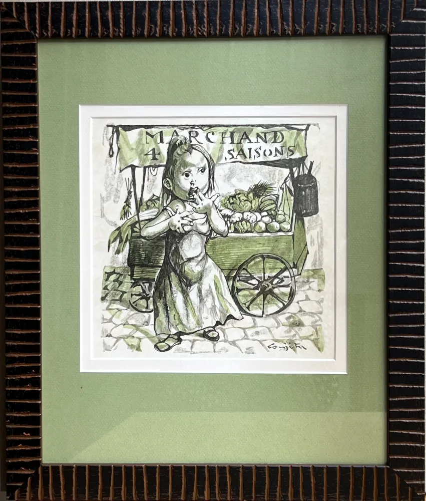 Houtsnede Foujita - MARCHAND DES 4 SAISONS. Bois en couleurs pour 