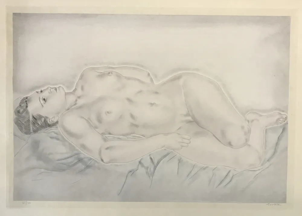 Ets En Aquatint Foujita - Reclining Nude (From Femmes)