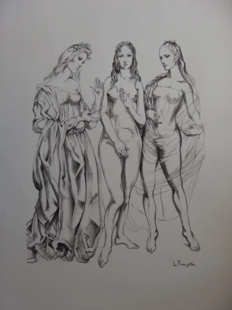 Lithografie Foujita - The Three Graces