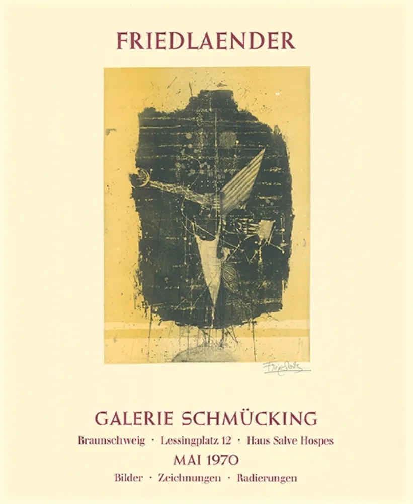 Ets En Aquatint Friedlaender - Ausstellungsplakat Galerie Schmücking, Braunschweig, 1970