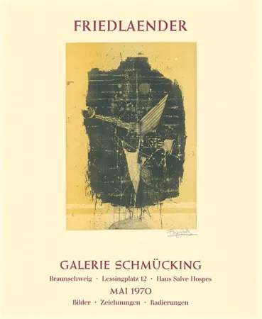 Ets En Aquatint Friedlaender - Ausstellungsplakat Galerie Schmücking, Braunschweig, 1970