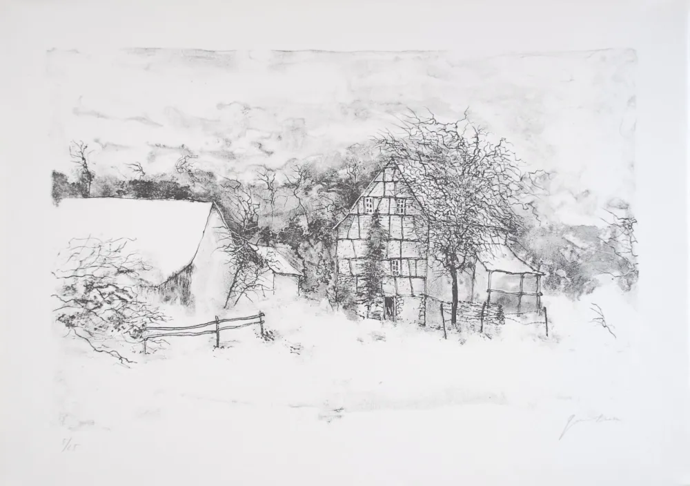 Lithografie Gantner - La ferme endormie