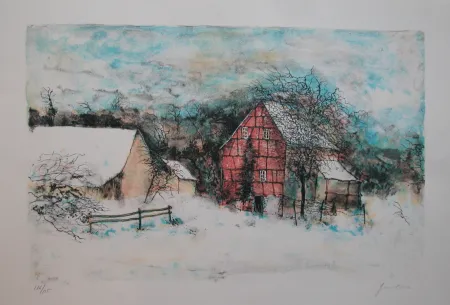 Lithografie Gantner - LA MAISON ENDORMIE