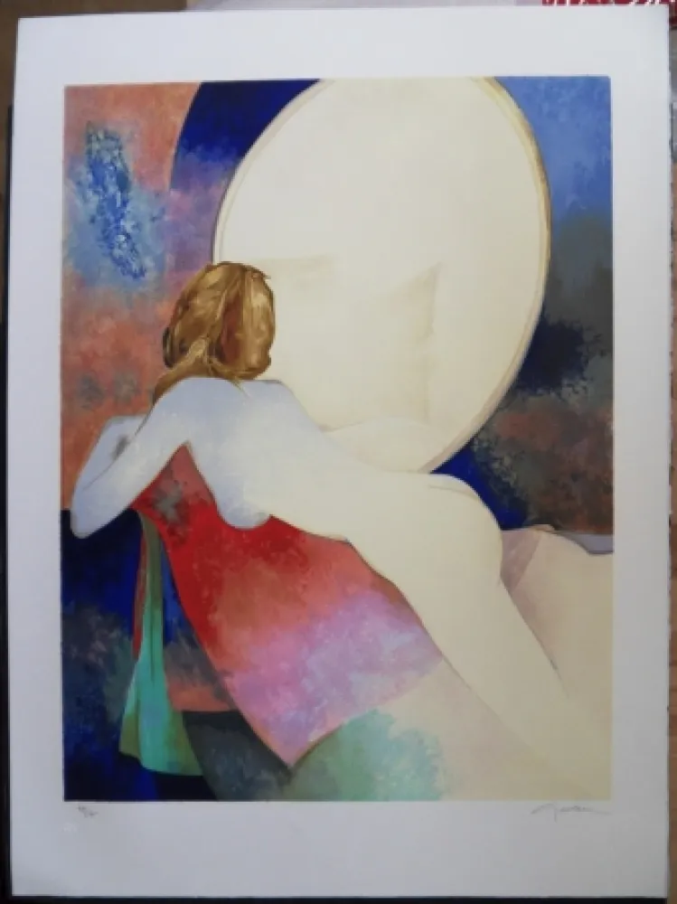 Lithografie Gaveau - Nu au miroir