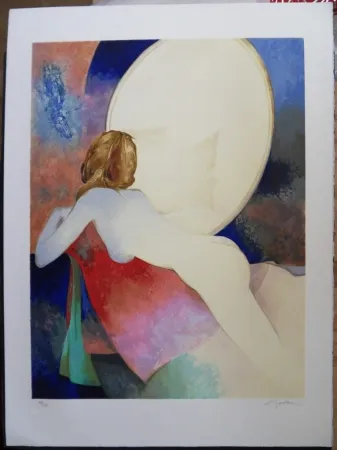 Lithografie Gaveau - Nu au miroir