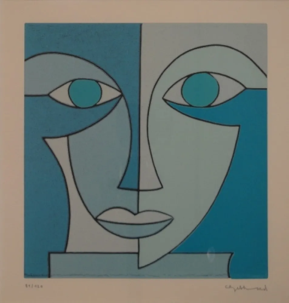 Linosnede Gebhard - Blauer Kopf