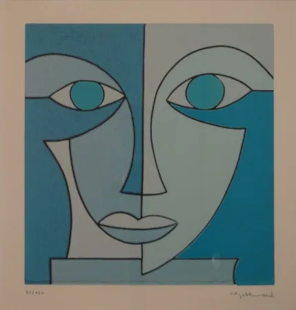 Linosnede Gebhard - Blauer Kopf