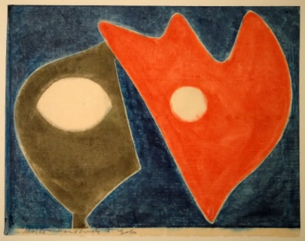 Houtsnede Gehr - Moses vor brennendem Dornbusch I. 