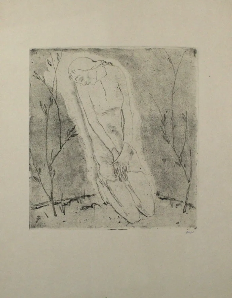 Ets En Aquatint Geiger - Kniende (Grosse Fassung) / Kneeling Woman (Large Version)