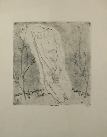 Ets En Aquatint Geiger - Kniende (Grosse Fassung) / Kneeling Woman (Large Version)