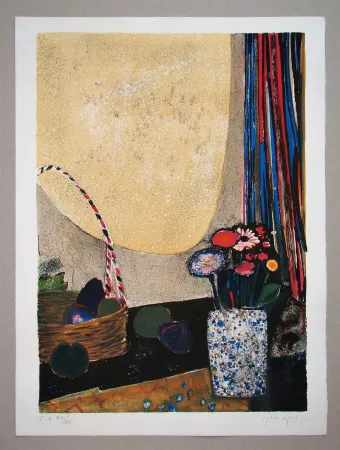 Lithografie Genis - Nature morte au bouquet