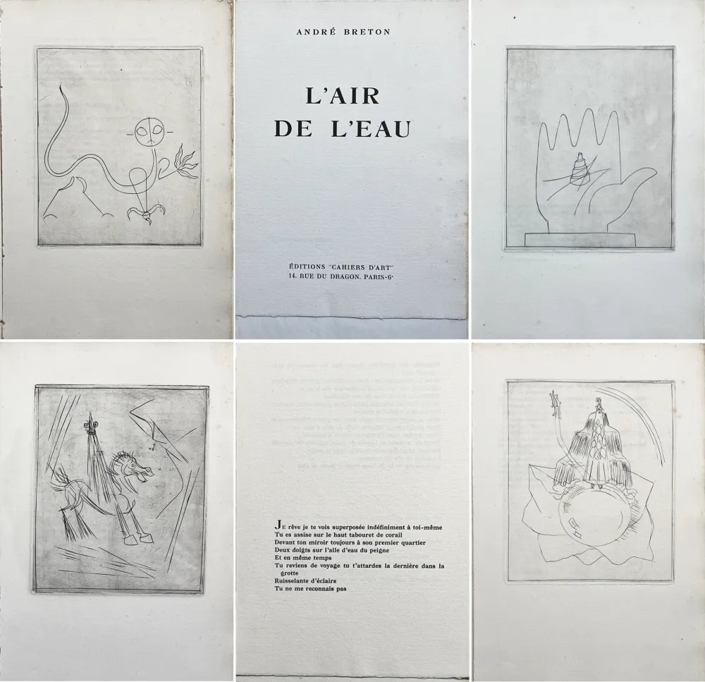 Geïllustreerd Boek Giacometti - André Breton. L'AIR DE L'EAU. 4 gravures originales (Paris 1934)