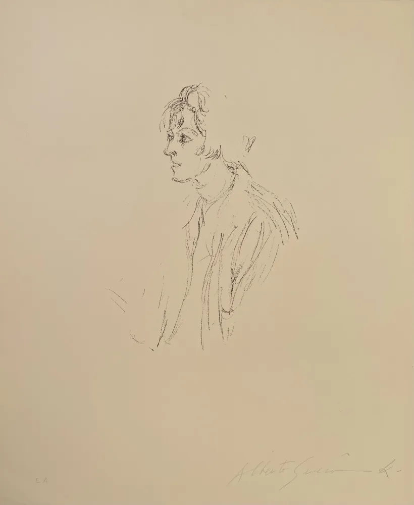 Lithografie Giacometti - Buste d'une femme regardant a gauche - signed