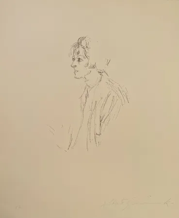 Lithografie Giacometti - Buste d'une femme regardant a gauche - signed